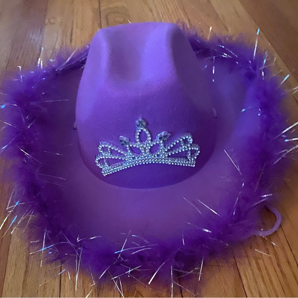 Purple feather hat - one size